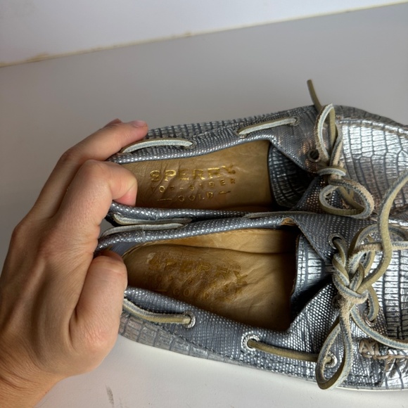 Sperry Silver‎ Metallic Top Sider Boat Shoe Women Size 5.5 - Picture 7 of 8
